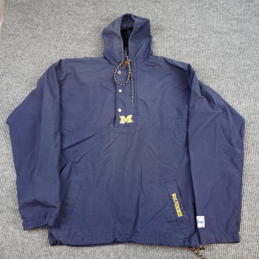 Vintage Michigan Wolverines Jacket Mens Large Blue NCAA Football The Game 90s